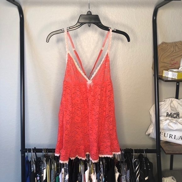 VICTORIA’S Secret Sheer Red Lace Sexy Teddy - Picture 1 of 5